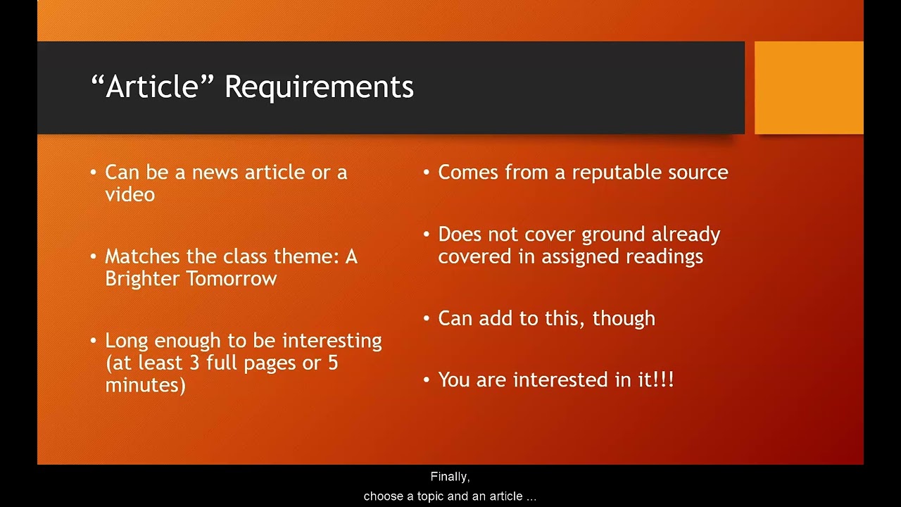 Preparing for the Article PPT Presentation