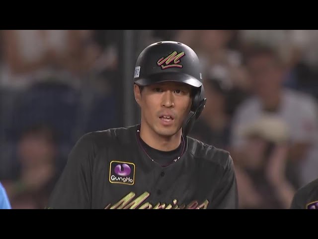 【5回裏】反撃の狼煙を上げる!! マリーンズ・岡大海 レフトへのタイムリーヒット!! 2024年8月6日 千葉ロッテマリーンズ 対 福岡ソフトバンクホークス