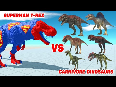 SUPERMAN T-REX (Remastered) vs ALL UNITS (Carnivore Dinosaurs) - Animal Revolt Battle Simulator