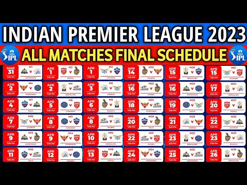 IPL 2023 SCHEDULE | IPL 2023 Schedule & Venues | IPL 2023 All Matches | IPL Full Time Table 2023