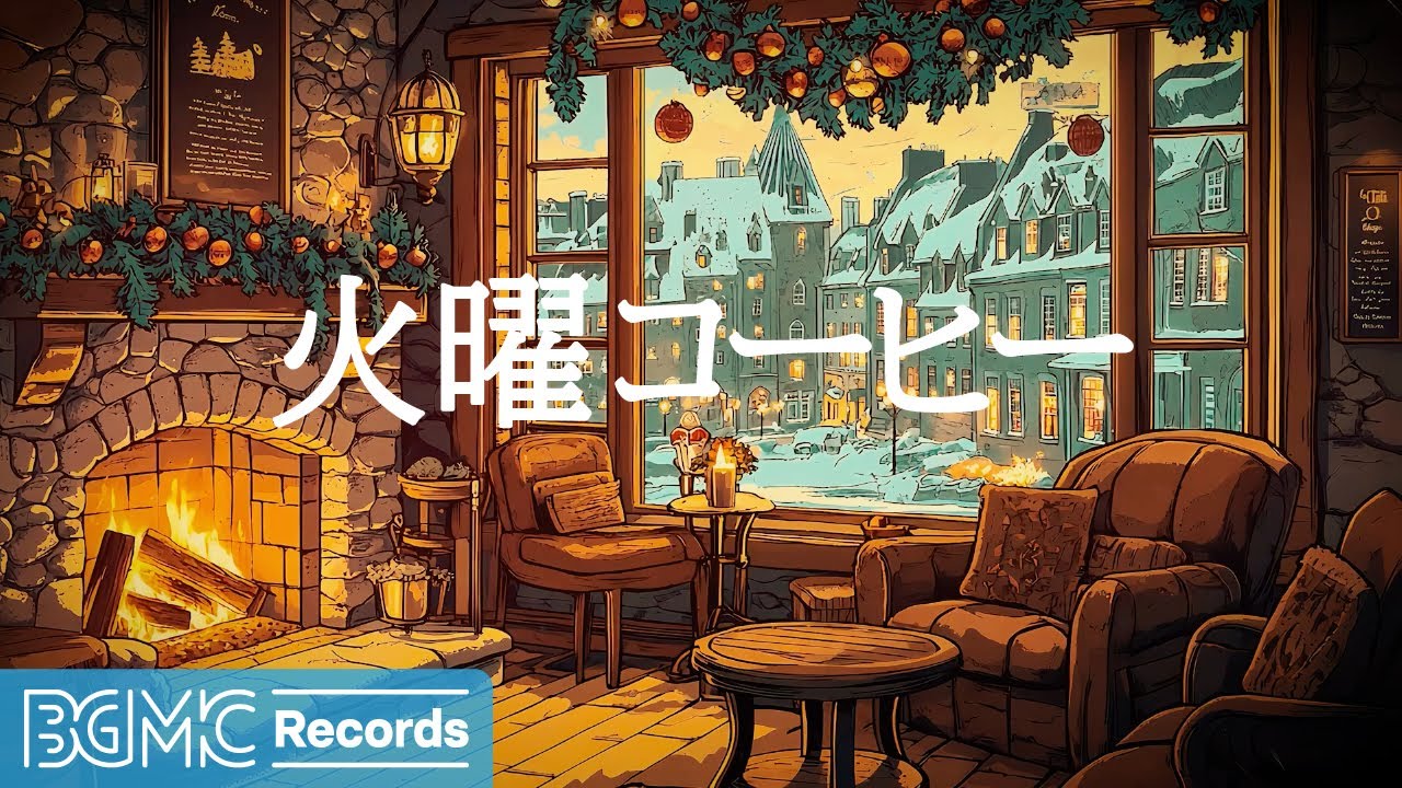 火曜コーヒー【作業用BGM】🔥 Cozy Fireplace Cafe Ambience | Relaxing Jazz Music for Productivity