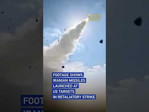 Footage shows Iranian missiles launched at US targets in retaliatory strike