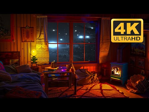 4K Fireplace and Snowstorm Sounds ❄️🔥 - Warm Shelter for Winter