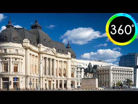 360° VR Walk in Bucharest Street View Fountain Monument Holiday Trip Walkin 6K Virtual Reality HD 4K