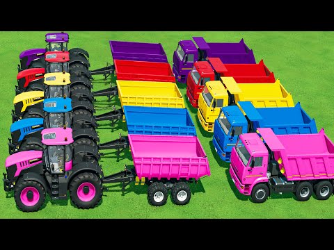 TRANSPORT JCB FASTRAC & CLASS & MCCORMICK TRACTORS - WHEAT HARVEST w/ FLATBED TRAILER - FS 22
