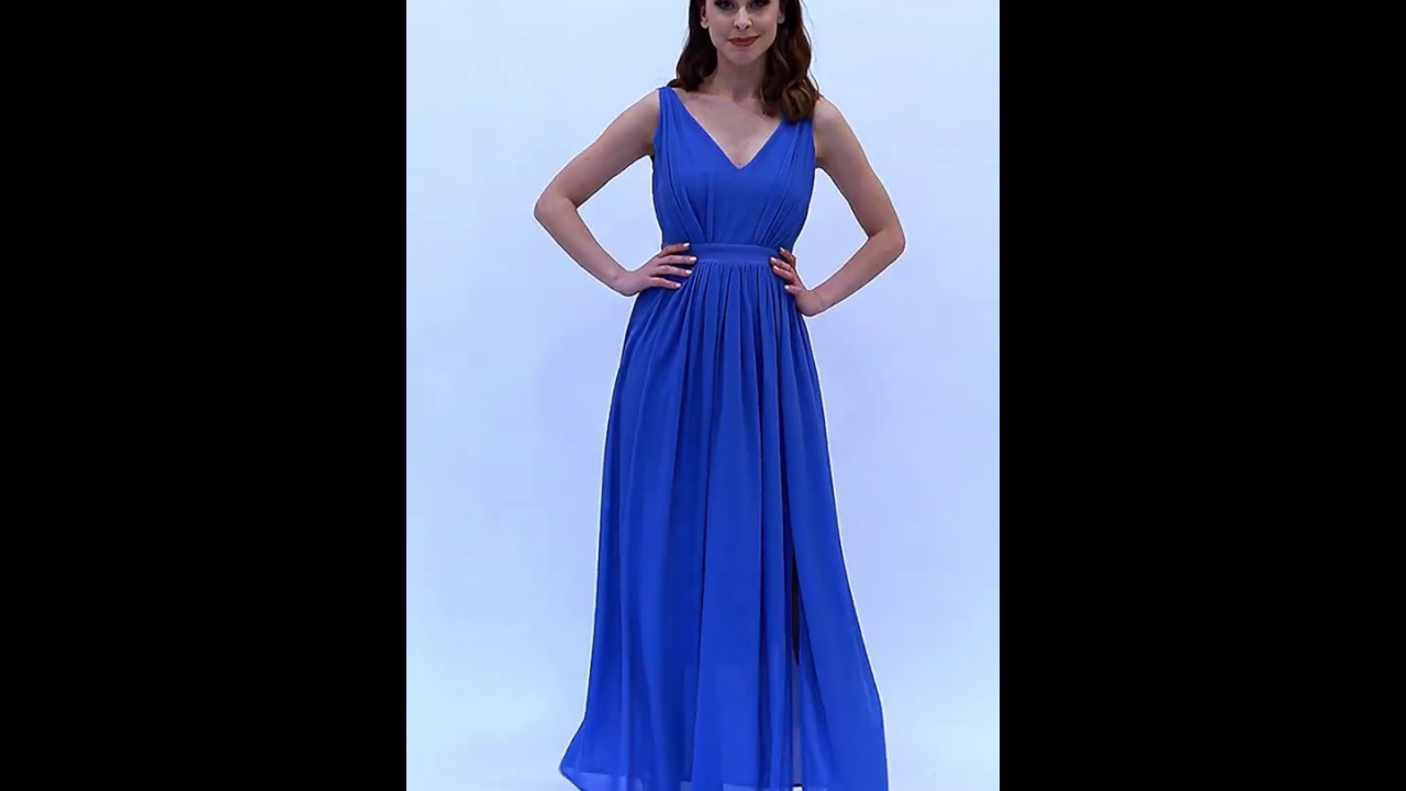 Długa szyfonowa sukienka z dekoltem Milena Płatek