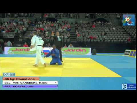 Judo 2014 European Championships Montpellier: van Gansbeke (BEL) - Korval (FRA) [-66kg]