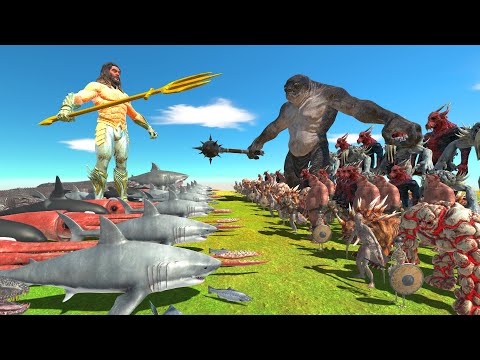 Team Aquaman VS Team Cave Troll Deluxe - Animal Revolt Battle Simulator