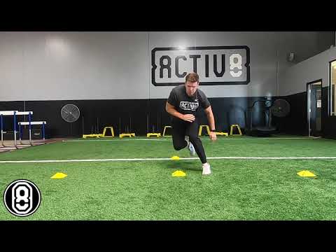 Activ8 | 4 Cone Drill: broad jump to single leg stick to lateral stick to base
