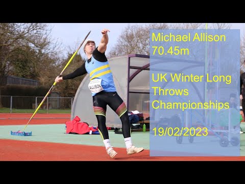 2023-02-19 Michael Allison javelin 70.45m (slo-mo) at UK Winter Long Throws Championships