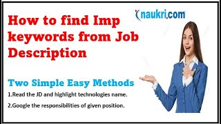 How to identify keywords from Job Description II Tricks to search Keywords from JD