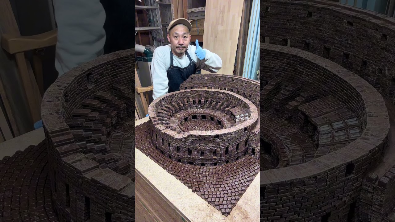 大工が本気でチョコレートでコロッセオとモン・サン・ミシェル作ってみた！【総集編】最後はみんなで美味しく頂きました😋#大工が本気で作る #バレンタイン