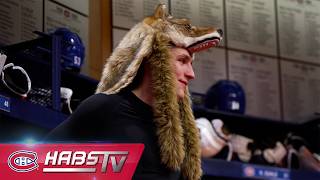 BTS of Canadiens celebrating Game 3 win