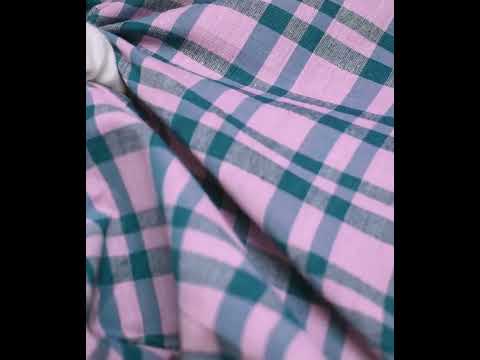 Check Pink Blue Pure Cotton 100 GSM Handwoven Fabric — video