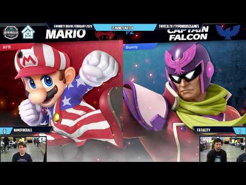 Gwinnett Brawl February 2020 - Fatality(Falcon) VS NameFireball(Mario/Greninja)- $5 Money Match