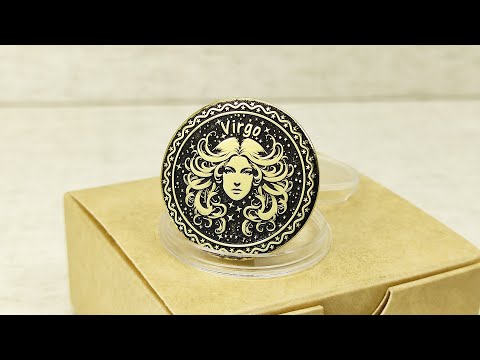Латунная монета Дева с глубокой гравировкой индивидуальный подарок с персонализацией и знаком Зодиака - фото 1 - id-p2623049688