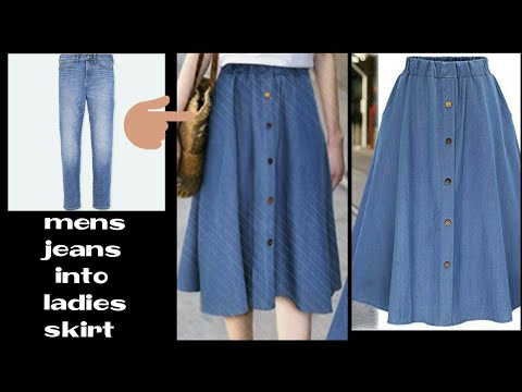 DIY:Convert Old Jeans into skirt|In 10 minutes