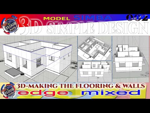 PART 1 - MAKING 3D FLOORING AND WALLS  - FROM FLOOR PLAN SIMBA MODEL - FIRST TRY ON SKETCHUP PRO