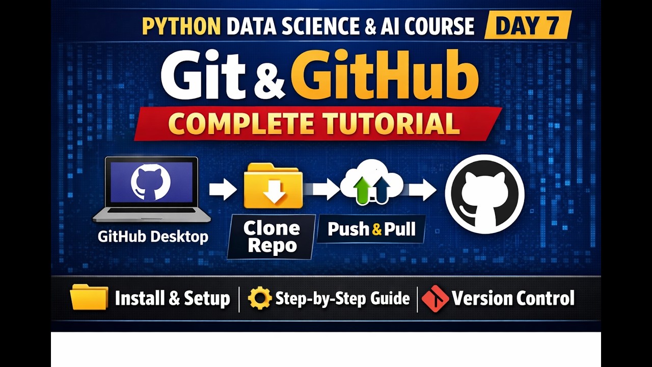 Python Data Science & AI Course Day 7 | Git & GitHub Complete Tutorial (Clone, Push, Pull, GitHub )