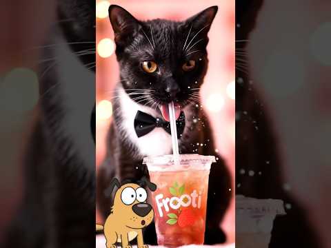 "Stylish Cat Sips Frooti While Dog Watches in Shock!"