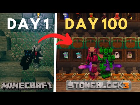 We Survived 100 DAYS In Stoneblock 3 Minecraft!!!