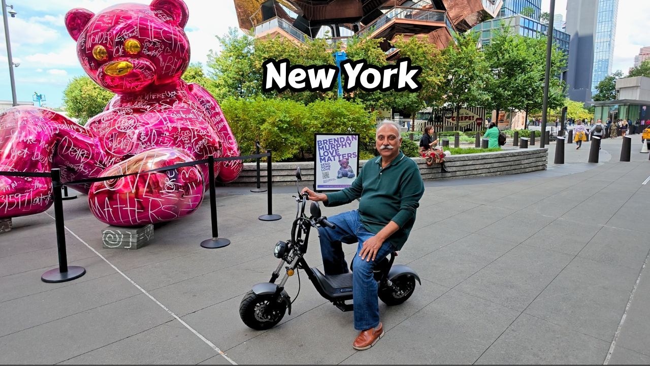 Biking New York City - CT1 Retro Electric Scooter with Seat edited