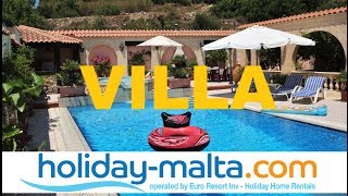 preview picture of video 'Malta Holiday Villa , Super villa in malta to rent for 2 to 16 persons (E200)'