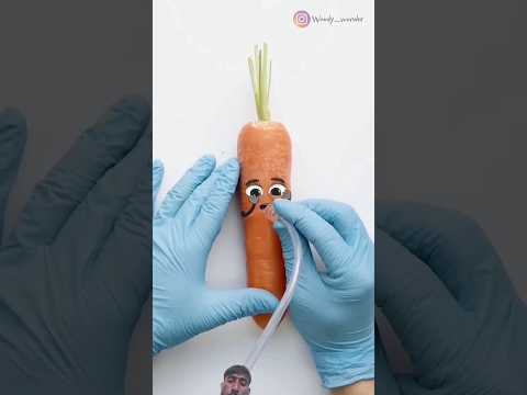 Carrot C-Section - SIAMESE TWINS ALMOST DIED😢❤️ #fruitsurgery #cute #foodsurgery