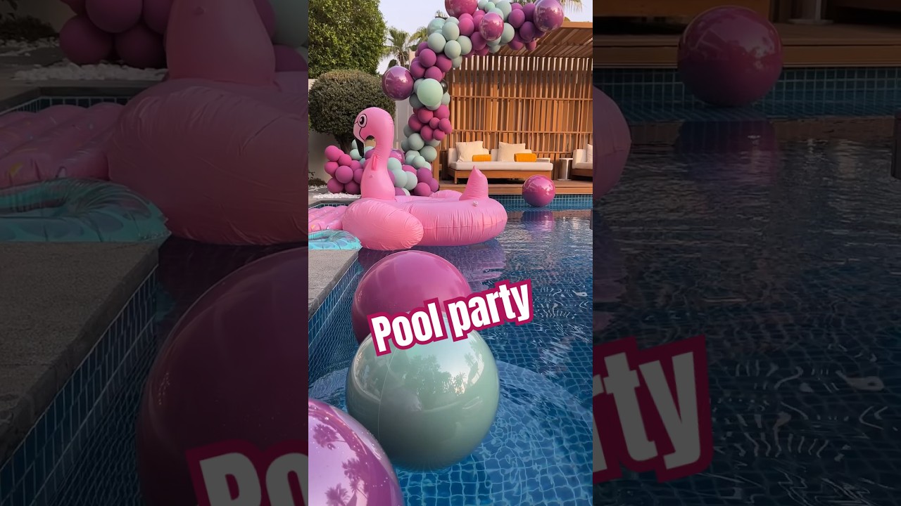 Pool party balloon decorations
