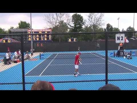 Set point for Peter Kobelt in the 1st set tiebreak against Ray Sarmiento