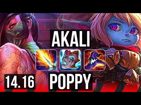 AKALI vs POPPY (TOP) | 8 solo kills, 65% winrate, 41k DMG | EUW Master | 14.16