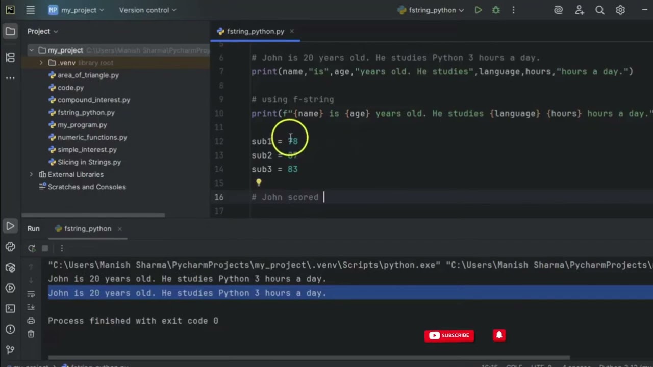 Python Class| fstring in python| Lecture 19 #education  #python#programming 