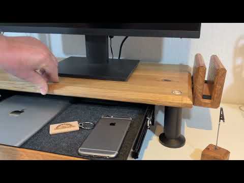 Monitorerhöhung COCKPIT-S4Y Spezial mit Schublade mit massiver Blende Eiche-Rustikal