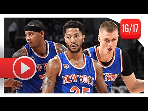 Carmelo Anthony, Derrick Rose & Kristaps Porzingis Highlights vs Pistons (2016.11.01) - 61 Pts