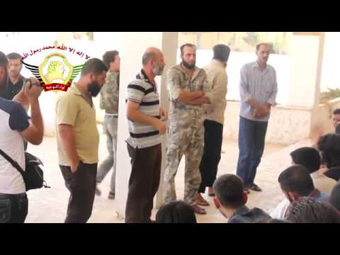 كلمة قائد لواء التوحيد عبد العزيز سلامة امام المقاتلين قبل التوجه لمؤازرة جبهة القصير في ريف حمص