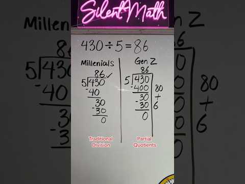 Millennial versus Gen Z Math: 430 ➗ 5 #commoncore #math #division #partialquotients #silentmath