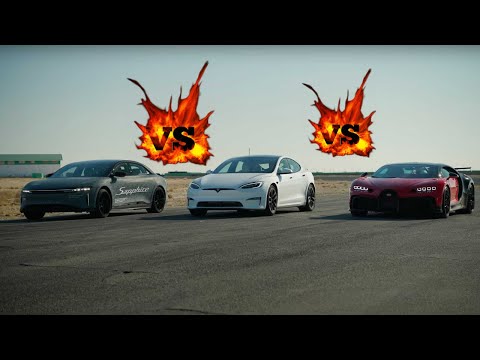 [Lucid Air Sapphire vs Bugatti Chiron vs Tesla Plaid ] - The World's Fastest Cars Compete
