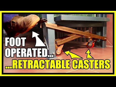 Foot-Operated Retractable Casters for a HEAVY Workbench 👌 Move your bench EFFORTLESSLY