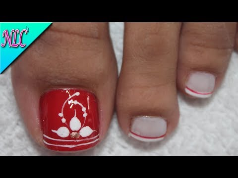 DISEÑO DE UÑAS PARA PIES FLOR Y FRANCÉS PRINCIPIANTES – FRENCH NAIL ART – NLC