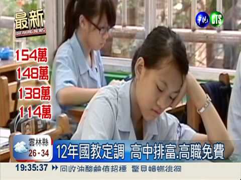 12年國教雙軌制 高中排富線148萬