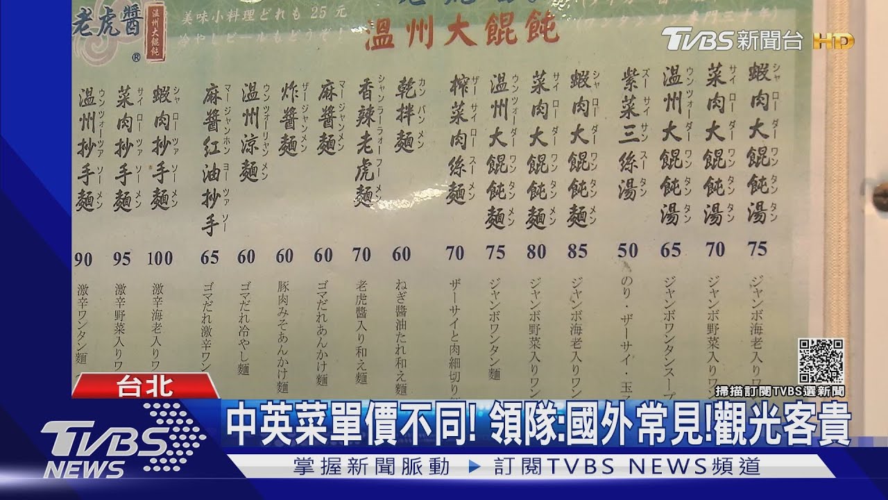 知名連鎖餛飩「外語菜單貴5元」 遭控坑外國人