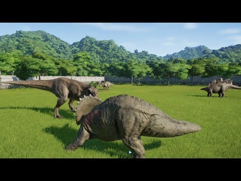 T-Rex VS All Fighting Herbivores - Jurassic World Evolution