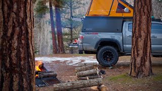 Couple COLD Weather Truck Camping in MONTANA - Cast Iron & Dutch Oven Cooking