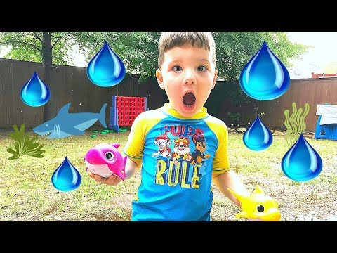 Rainy Day Fun For Kids Play Outside! Caleb & Mommy Play in The Rain with Baby Shark Toys!