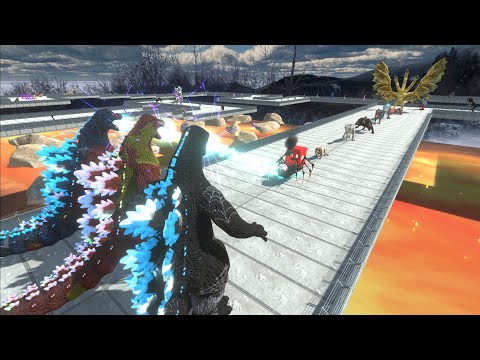 3X HEISEI GODZILLA SUPERMAN VS GHIDORAH LAVA DEATH RUN - Animal Revolt Battle Simulator
