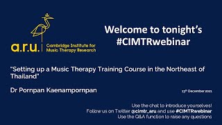 CIMTR Public Lecture Series: Setting up a Music Therapy Training Course in the Northeast of Thailand
