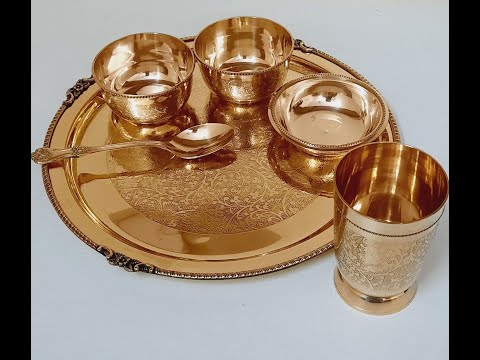 Bulkysanta brass royal dinnerware set with etching design (s...