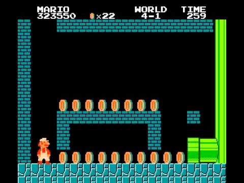 Super Mario Bros 1 nes long run no warps many secrets
