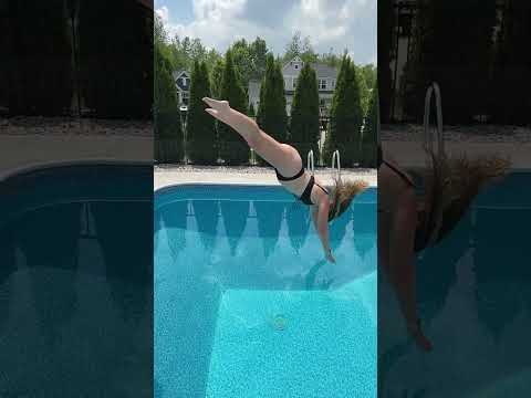 BIG AIR DIVE in Black Bikini into Swimming Pool #shorts