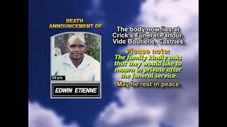Edwin  Etienne ~ Short Obituary